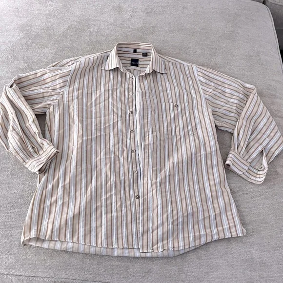 Haupt Button Down Long Sleeve Dress Shirt Striped Size Medium - Picture 1 of 4
